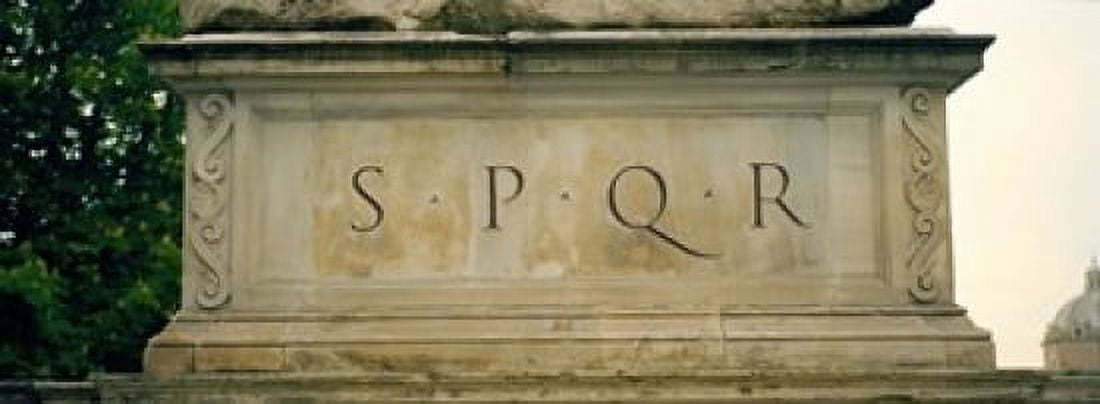 SPQR Text carved on the stone Piazza Del Campidoglio Palazzo Senatorio Rome Italy Canvas Art - Panoramic Images (18 x 7)