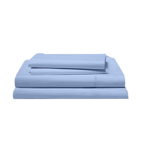 SPREAD COMFO 1000 TC 100% Egyptian Cotton Solid Bed Sheets, Luxurious Soft Quality 4Pc Sheet Set - 1 Fitted Sheet, 1 Flat Sheet & 2 Pillowcase - Light Blue , Queen