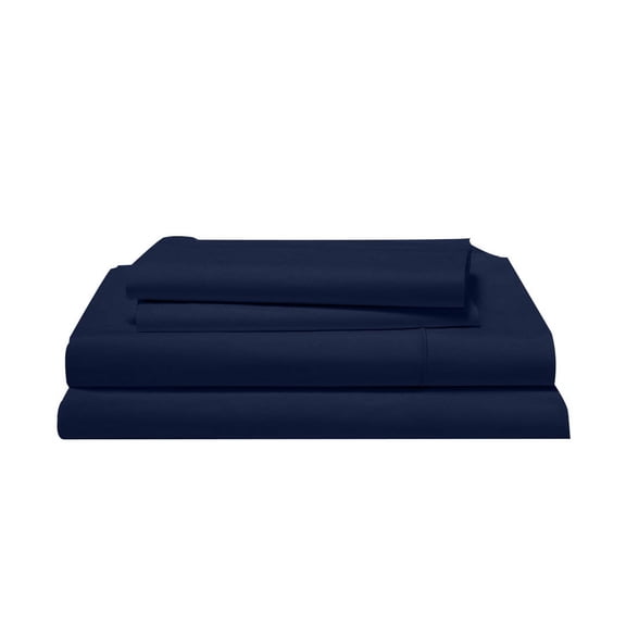 SPREAD COMFO 1000 TC 100% Egyptian Cotton Solid Bed Sheets, Luxurious Soft Quality 4Pc Sheet Set - 1 Fitted Sheet, 1 Flat Sheet & 2 Pillowcase - Navy , Queen