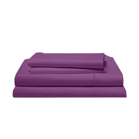 SPREAD COMFO 1000 TC 100% Egyptian Cotton Solid Bed Sheets, Luxurious Soft Quality 4Pc Sheet Set - 1 Fitted Sheet, 1 Flat Sheet & 2 Pillowcase - Purple , Queen