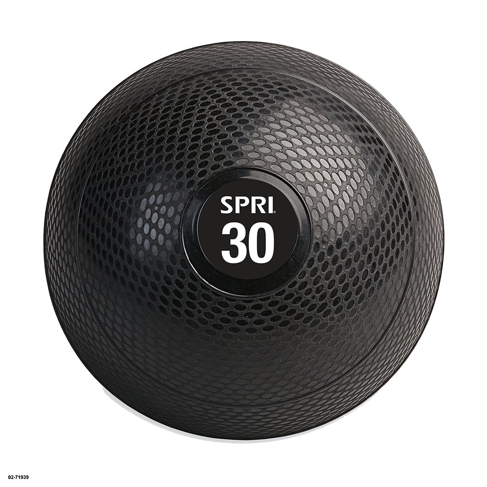 SPRI 30 lb Durable No-Bounce Slam Ball, Rubber Shell, Black