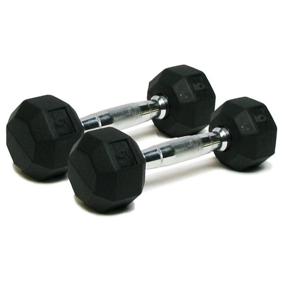 SPRI 5 Lb. Pair Deluxe Rubber Dumbbell 8-Sided
