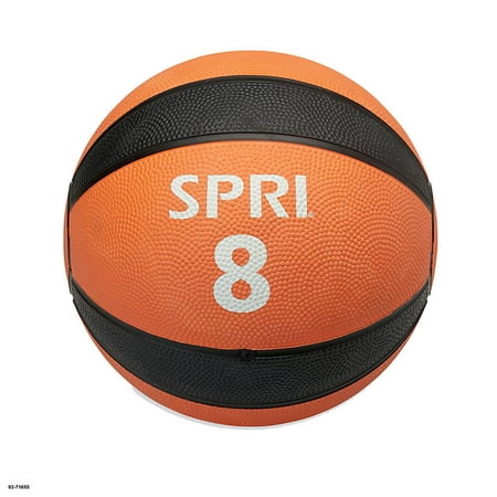 SPRI Medicine Exercise Ball, 8lb Weighted Ball, Rubber