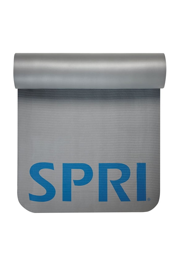 Pro Fitness Exercise Mat, 12MM Thickness, Grey, Includes Carrying Strap