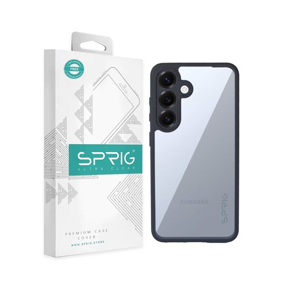 Sprig Matte Transparent Back Cover Case for Samsung Galaxy S25 Plus, TPU + PC, Black Transparent