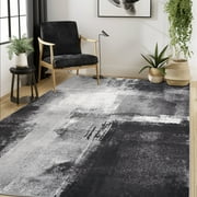 SPRINDAY Abstract Area Rug for living room, Low-Pile 5'x7' Rugs with Non-Slip Backing, Black Carpet Machine Washable