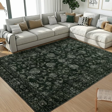 SPRINDAY Boho 5'x7' Area Rug, Large Vintage Distressed Green Rugs for living room Kitchen, Non-Slip Washable Carpet for Home Office Decor