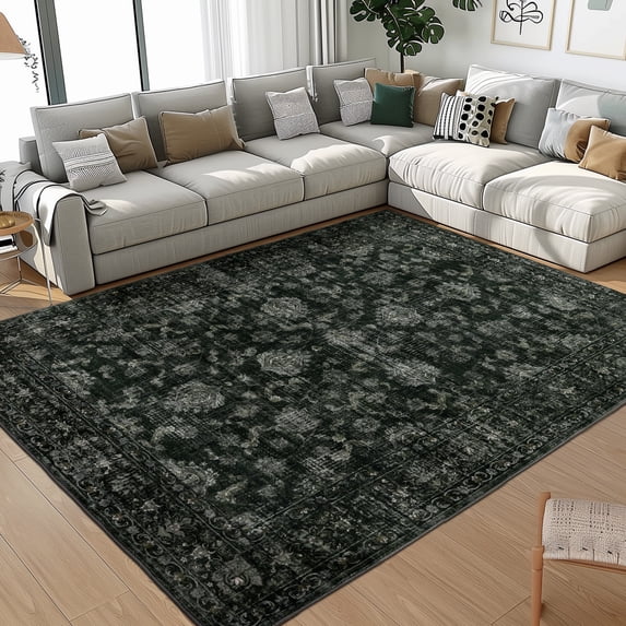 SPRINDAY Boho 5'x7' Area Rug, Large Vintage Distressed Green Rugs for living room Kitchen, Non-Slip Washable Carpet for Home Office Decor