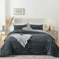 thumbnail image 1 of SPRINDAY Fluffy Queen Comforter Set 3 Pieces - Dark Gary Fleece Luxury Fuzzy Reversible Bedding Comforter Set, Soft & Warm Comforter All Season with 2 Pillow Cases, 1 of 7
