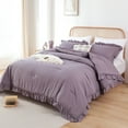 thumbnail image 1 of SPRINDAY King Size Comforter Set For Adult, 3 Piece Ruffle Purple Comforter Sets All Season, 1 of 9