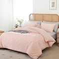 thumbnail image 1 of SPRINDAY Pink Comforter Sets King Size 3Pcs, Boho Bedding Comforter Sets , Vertical Tufted Lightweight Neutral Blush Bedding Sets (1 Comforter, 2 Pillowcases), 1 of 8