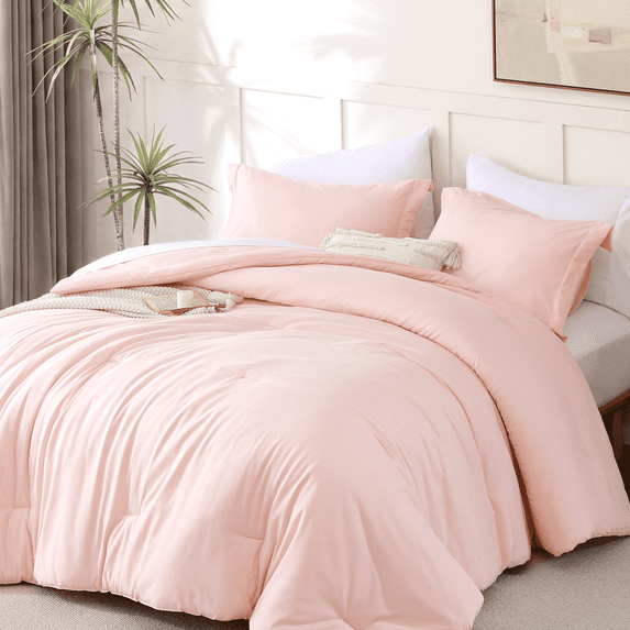 SPRINDAY Queen Comforter Set, 7 Pieces Bed in a Bag for All-Season, Bedding Set with Comforter, Sheets, Pillowcases & Shams, Blush Pink