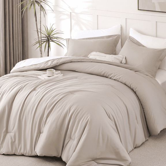 SPRINDAY Queen Comforter Set, 7 Pieces Bed in a Bag for All-Season, Bedding Set with Comforter, Sheets, Pillowcases & Shams, Oatmeal