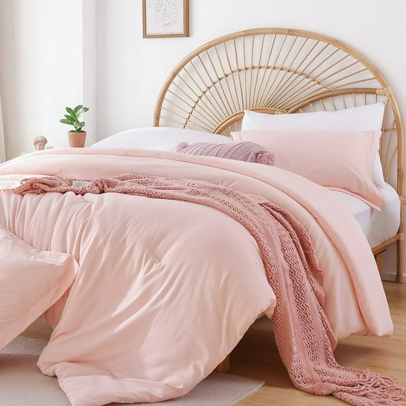 SPRINDAY Queen Comforter Set For Adult, 3 Piece Blush Red Comforter Sets & Bedding For All Season