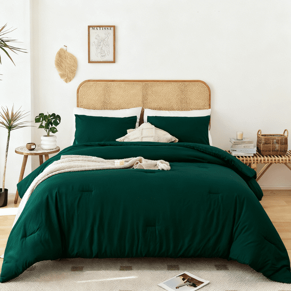 SPRINDAY Queen Comforter Set For Adult, 3 Piece Emerald Green Comforter Sets & Bedding For All Season