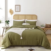 SPRINDAY Queen Comforter Set For Adult, 3 Piece Olive Green Comforter Sets & Bedding For All Season
