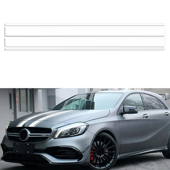 SPRING 1 Set Black Car Hood Stripe Decal Strip Bar Graph Bonnet Sticker