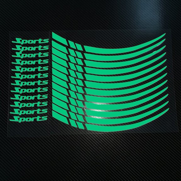 SPRING 12PCS/set Motorcycle Wheel Rim Stripe Wheel Decal Tape Sticker For 18-21 Inch Bicycle-Wheel Decals Yellow Reflective Sticker Green