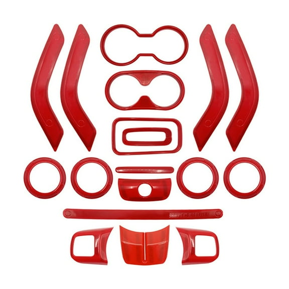 SPRING 18pcs Red Car Interior Decor Trim Kits For Jeep For Wrangler JK JKU 4 Door 11-17 ABS Auto Acesssories Tools 18 pieces