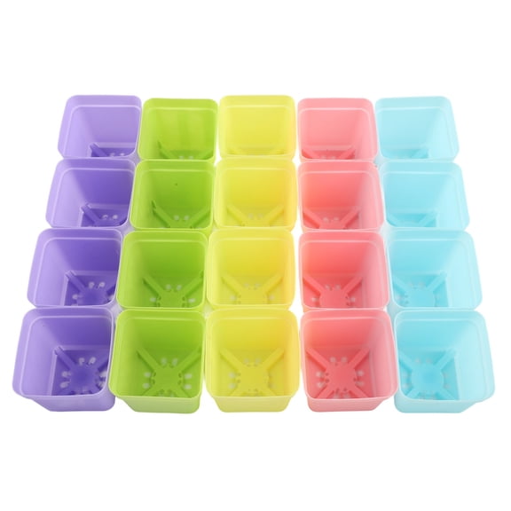 SPRING 20Pcs Gardening Small Square Flower Pot Plant Nursery Pots Succulent Pot Colorful Square Plastic Plant Pots