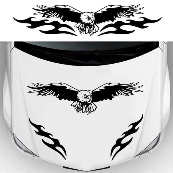 SPRING 2pcs Sticker Car Truck Hood Side Body Vinyl Eagle Animals Graphics DIY Decal Emblem Sticker Personalized Decoration Parts Black