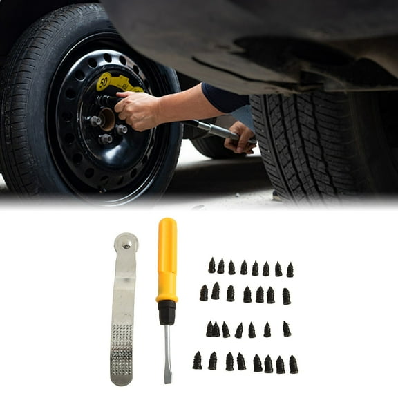 SPRING 30Pcs Black Rubber Screws Tire Vacuum Tire Repair Nails Rubber Screws Nail Iron Rubbing With Repaired Tire Car Repair Tools//