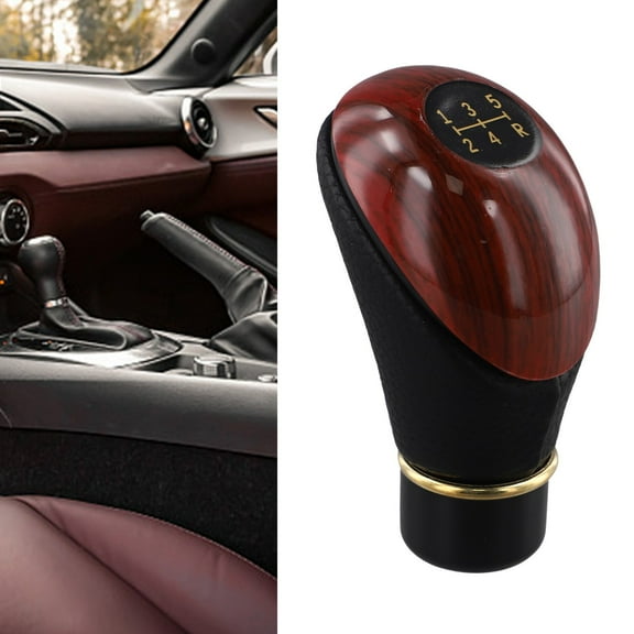 SPRING 5 Speed Manual Car Leather Gear Shift Knob Shifter Lever Handle for Most Vehicles Beige Black Gray Black