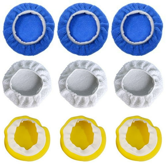 SPRING 9 Pack Car Track Buffer Hood Polishing Pads For Car Furniture Glass 5-6 Inch