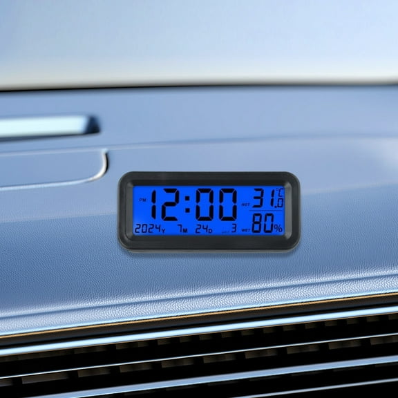 SPRING Auto Clocks Thermometer With Backlight Lcd Digital Display Car Solar Digital Clock For Car Dashboard Display Interior Decoration