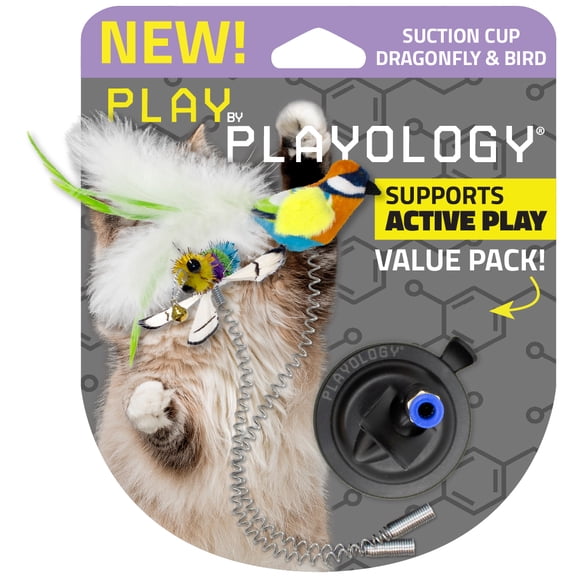 Play by Playology | Suction Cup Dragonfly & Spring Bird | Interactive Cat Toy