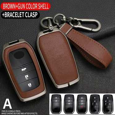 SPRING Car Remote Key Fob Shell Cover Case FOR Toyota FOR Corolla Cross FOR Prius FOR RAV4 FOR Sienna Zinc Alloy Leather TPU Key Fob Brown