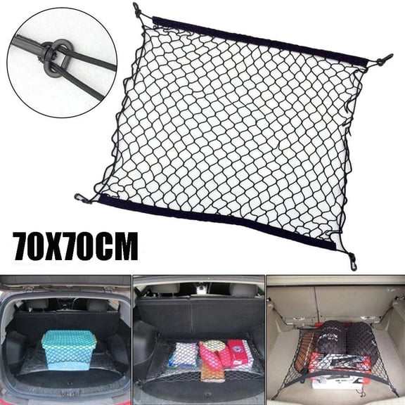 SPRING Elastic Car Trunk Cargo Net 70x70cm Black Nylon Storage Mesh for SUV Truck Luggage Organization