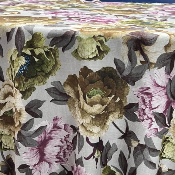 SPRING GARDEN Floral Digital Print Fabric - Cotton Hand - 58 Inch. in Width, | Home Decor, Purple/Green / Sample 3x3 Inch