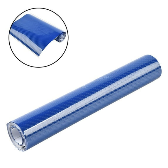SPRING Glossy Carbon Fiber Style Vinyl Car Wrap Sticker Film Roll 20*152cm Waterproof Blue