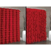SPRING HOME 2 in 1 Waterfall Shabby Chic Ruffled Fabric Shower Curtain 2 Design can Make in one Shower Curtain Color Red
