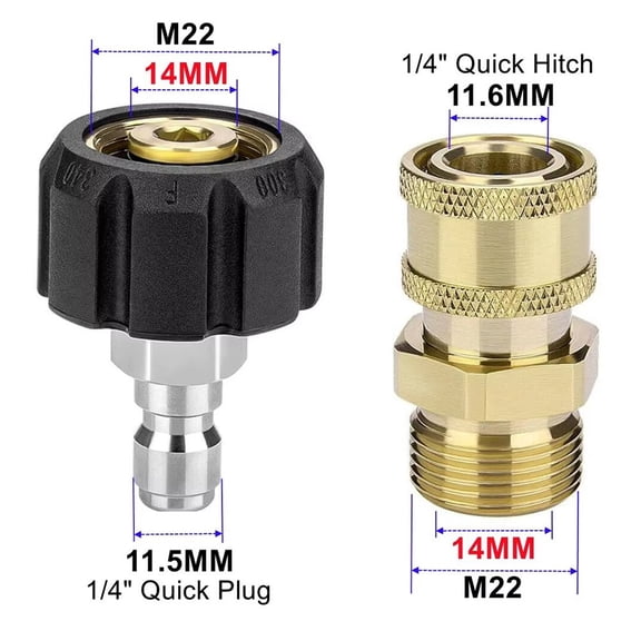 SPRING High Pressure Washer M22 Quick Connect Coupling 14Mm/15Mm Swivel Adapter 5000Psi