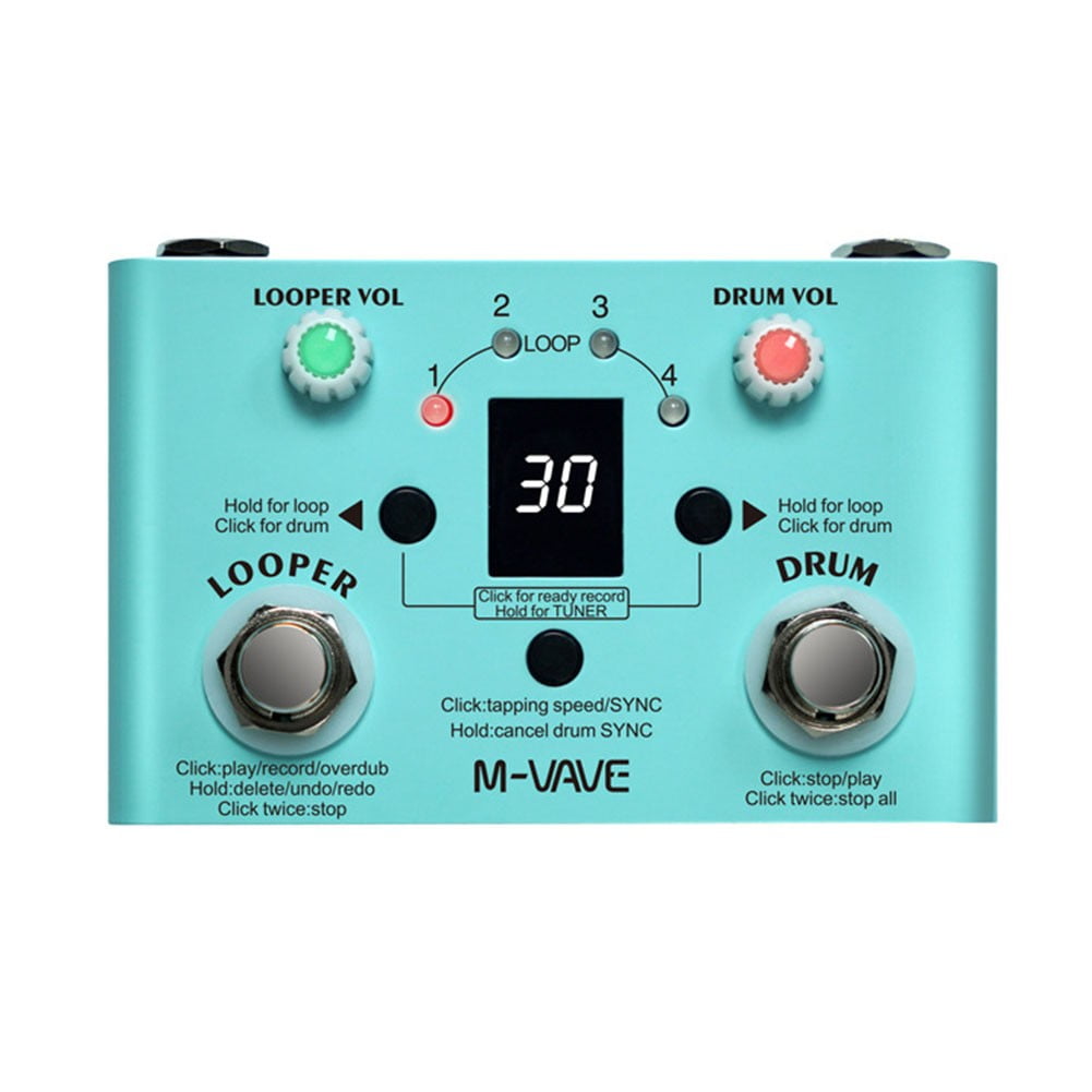 SPRING MVAVE Guitar Effect Pedal V2 Drum Looper 30 Drums 11 Mins