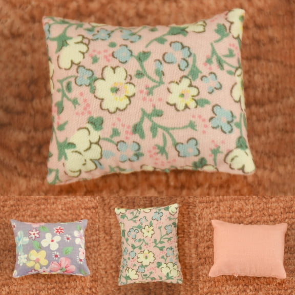 SPRING PARK 1/12 Stripe Solid Color Flower Mini Pillow Chair Cushion DIY Dollhouse Model Toy