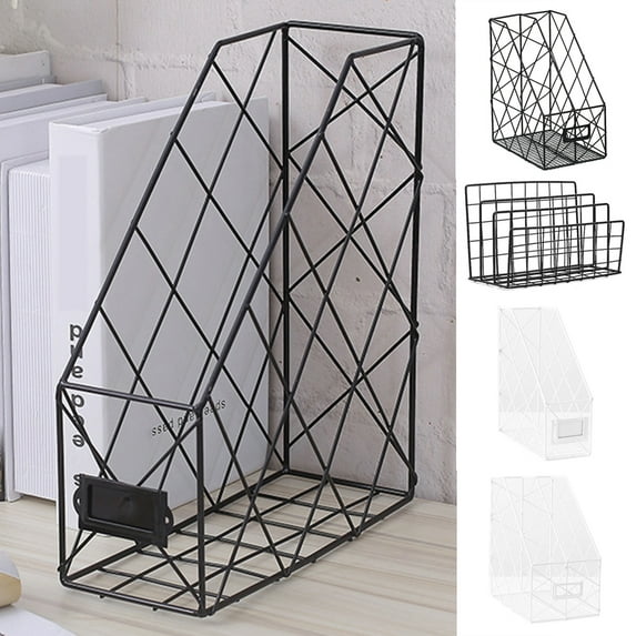 SPRING PARK 1/2/4 Layers Magazine Rack Book Record Holder, Desktop Iron Storage Rack Bookshelf Multifunction File Organizer Sorter for Decor Home Office