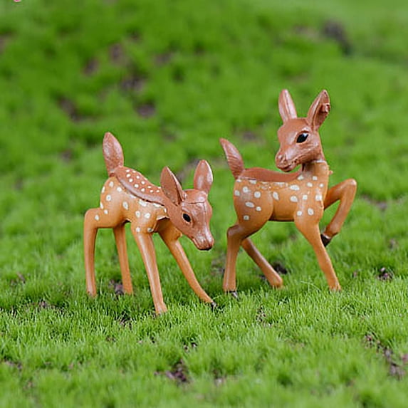 SPRING PARK 1/2Pcs Deer Animal Plant Fairy Garden Miniature Landscape DIY