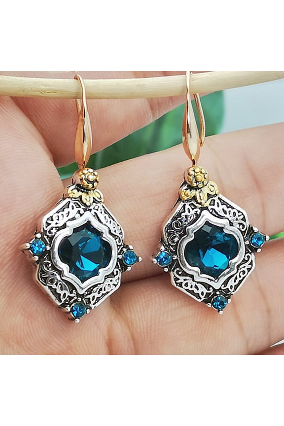 1 Pair Cubic Zirconia Crystal Dangle Rhombus Earrings for Women Costume