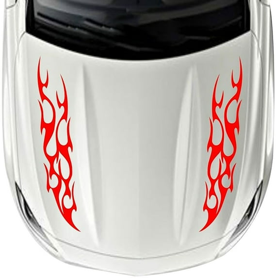 SPRING PARK 1 Pair Fashion Flame Fire Reflective Car Vehicle Hood Decals Stickers Decoration