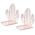 thumbnail image 1 of SPRING PARK 1 Pair Metal Book Ends Rose Gold Bookends for Shelves,Cute Cactus Heavy Duty Book Ends Holder Stand Decorative Bookends for Kids School Home Office, 1 of 7