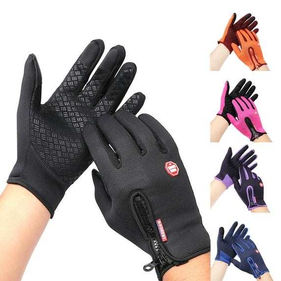 SPRING PARK 1 Pair Unisex Men Women Winter Outdoor Skiing Cycling Waterproof Warm Zipper Casual Soft Non slip Gloves