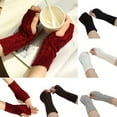 thumbnail image 1 of SPRING PARK 1 Pair Winter Arm Warmers Half Finger Gloves Mittens Knit Wrist Warmers with Thumb Hole for Women Girls, 1 of 4
