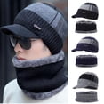 thumbnail image 1 of SPRING PARK 1 Set Stylish Winter Beanie Scarf Set Visor for Men Women Warm Thick Hat for Outdoor, 1 of 7