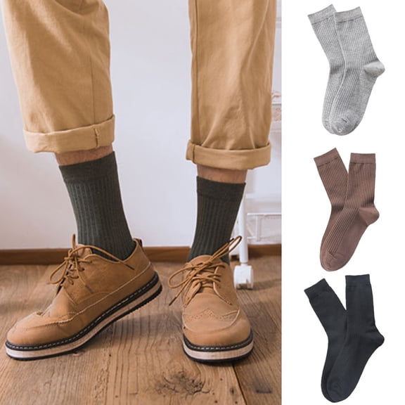 SPRING PARK 1 pair Men Casual Business Crew Dress Socks Cotton Middle Breathable Tube Crew Socks