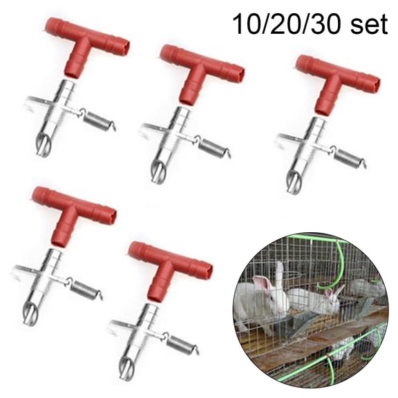 SPRING PARK 10/20/30Pcs Rabbit Pet Nipple Water Drinker Sets Bunny Feeder Drink Pipe Nipple Drinker