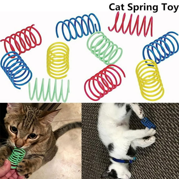 SPRING PARK 10 Pack Cat Spring Toy Plastic Colorful Coil Spiral Springs Pet Action Wide Durable Interactive Toys