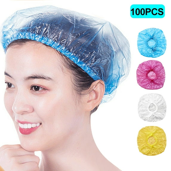 SPRING PARK 100 Pcs Disposable Shower Caps Spa Hair Salon Hotel Bathing Elastic Shower Caps